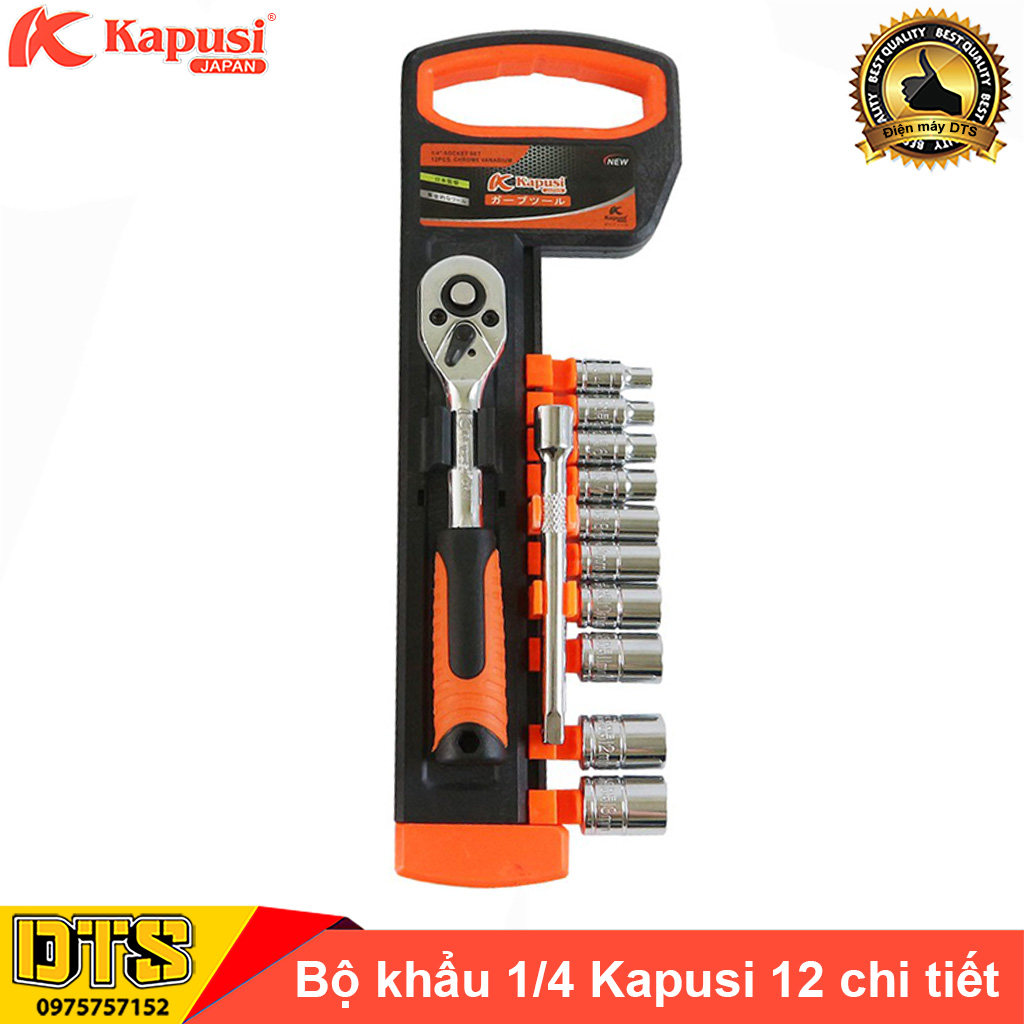 Bộ tuýp sửa chữa - Bộ tuýp 1/4 cần tự động 12 chi tiết Kapusi Japan