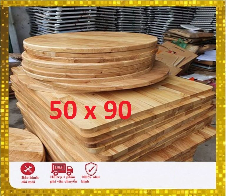 (Giá Tại Xưởng) Mặt bàn gỗ cao su 50 x 90cm đã sơn lót,phủ bóng bề mặt và bo góc cạnh