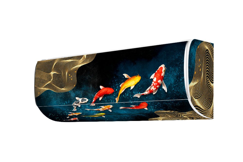 Decal dán máy lạnh full 4 mặt CÁ KOI HOÀNG GIA trang trí nội thất - THUTHAODECOR