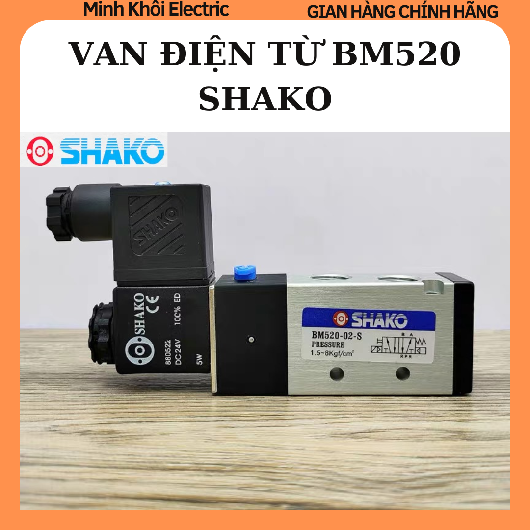 Van điện từ Shako BM520,van khí nén BM520 Shako,bộ van điện từ khí nén,bộ van đóng mở khí nén,van dien tu,van bướm khí nén,van gạt tay khí nén,