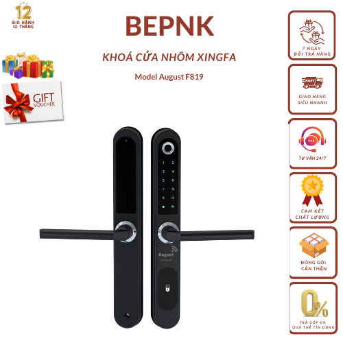 KHÓA VÂN TAY , CỬA NHÔM XINGFA , AUGUST F819
