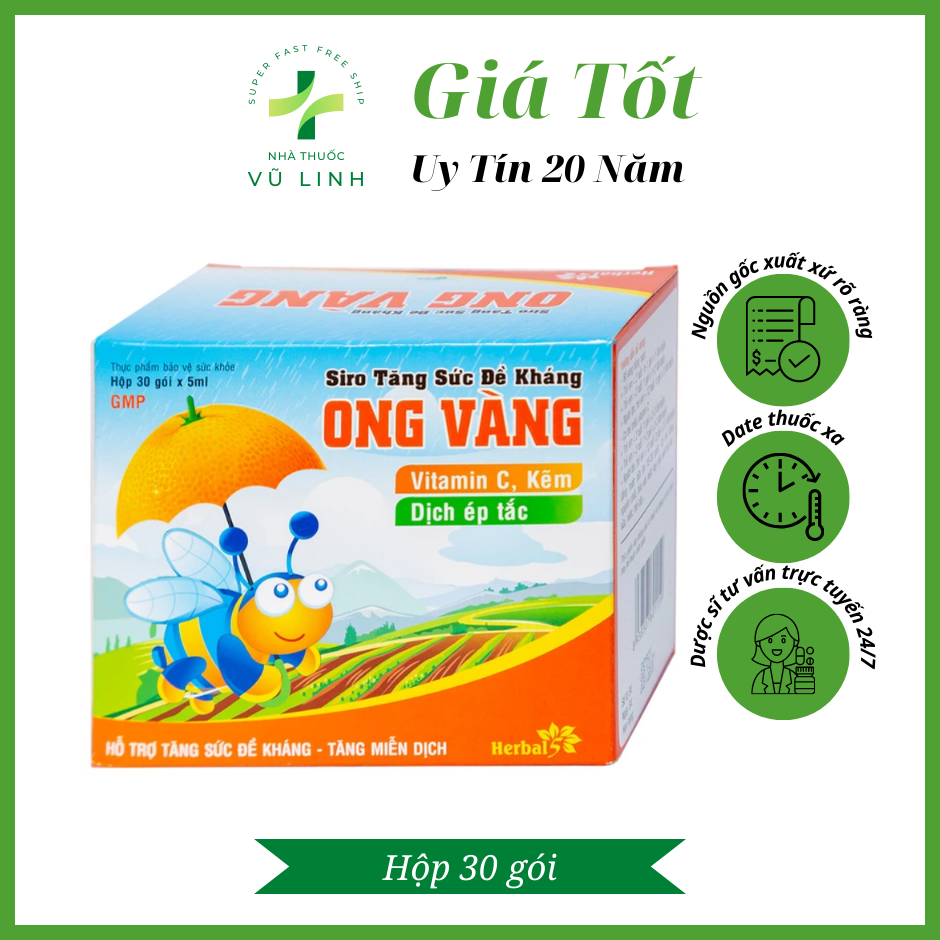 Siro Tăng Sức Đề Kháng Ong Vàng  bổ sung vitamin C, nâng cao sức đề kháng