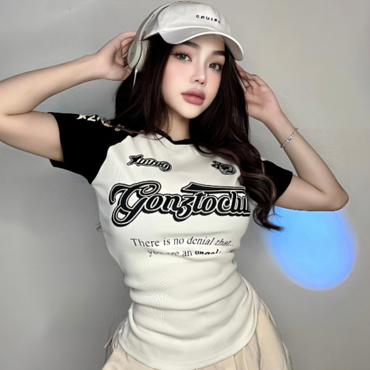 Áo thun Baby Tee tay phối màu PINKSTORE29 in chữ phong cách KZ ALIEN A5733