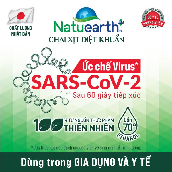 Cồn xịt diệt khuẩn ức chế SARS-CoV2 Natuearth Plus 410ml (Mẫu mới)