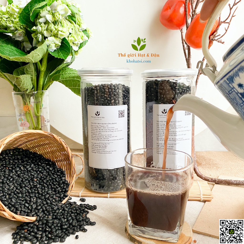 1kg trà đậu đen xanh lòng rang sẵn, trà đậu đen gạo lứt