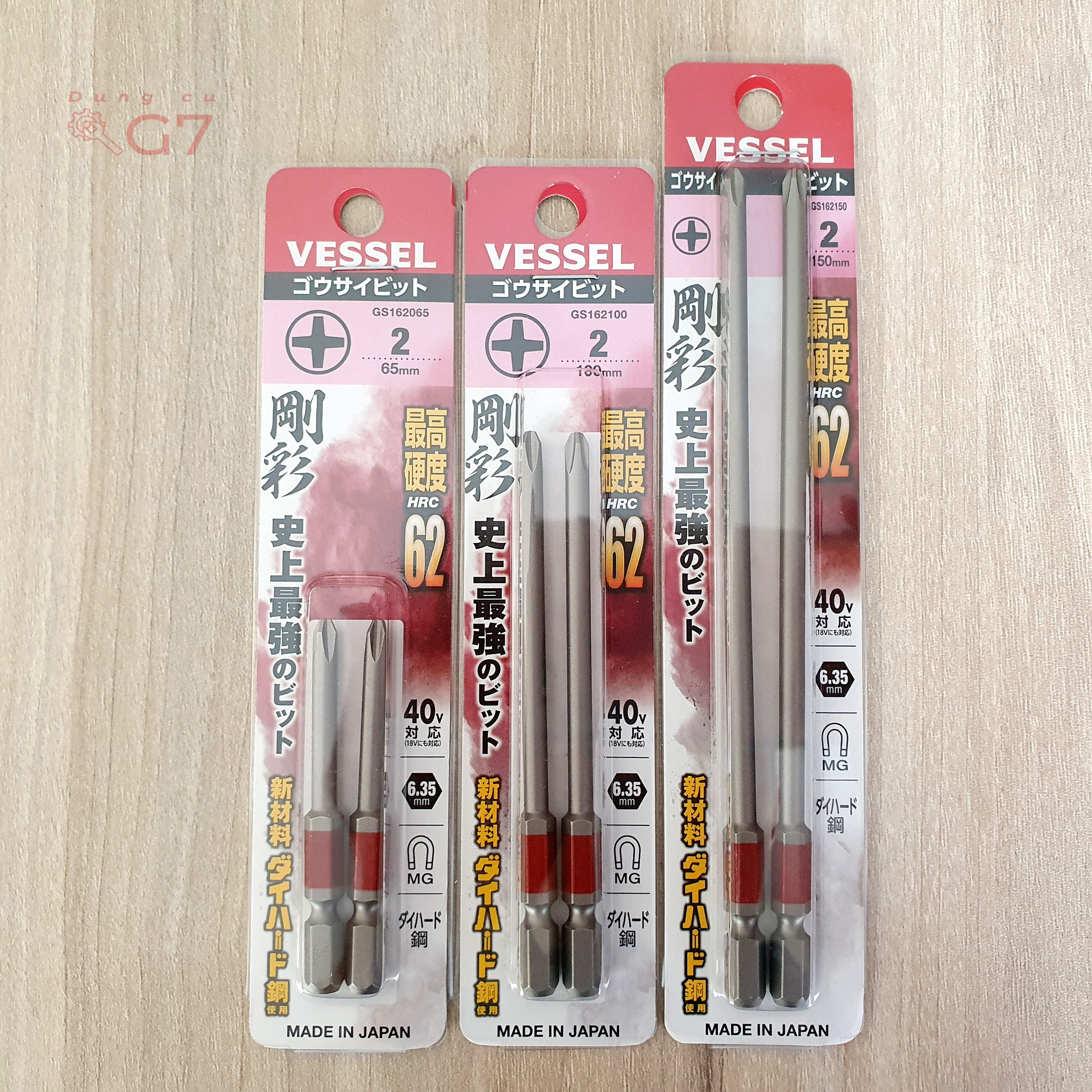 Mũi vít 4 cạnh chân lục giác vessel gs162065 gs162100 gs162150 made in japan