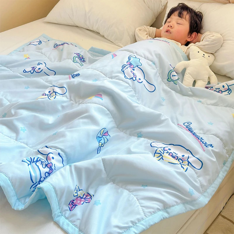 Sanrio Hello  Kuromi Anime Kawaii Baby Summer Bed Quilt Cute Pochacco Cinnamoroll Nap Sleep Comfort Blanket Toys for Kids