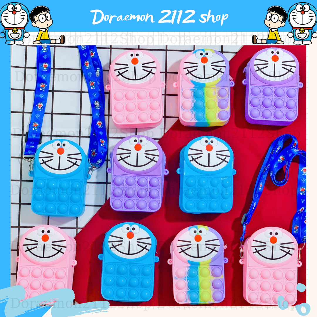 Túi đeo chéo silicon pop it Doraemon Đô Rê Mon siêu dễ thương