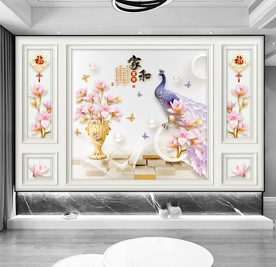 Tranh dán tường phào chỉ trang trí phòng khách phòng ngủ khổ lớn nhiều kích thước PhaoChi016