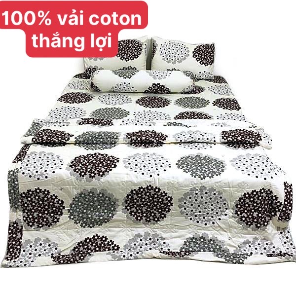 [HCM]Bộ Drap Kèm Mền 100% Vải cotton Thắng Lợi (5 Món) chuẩn logo