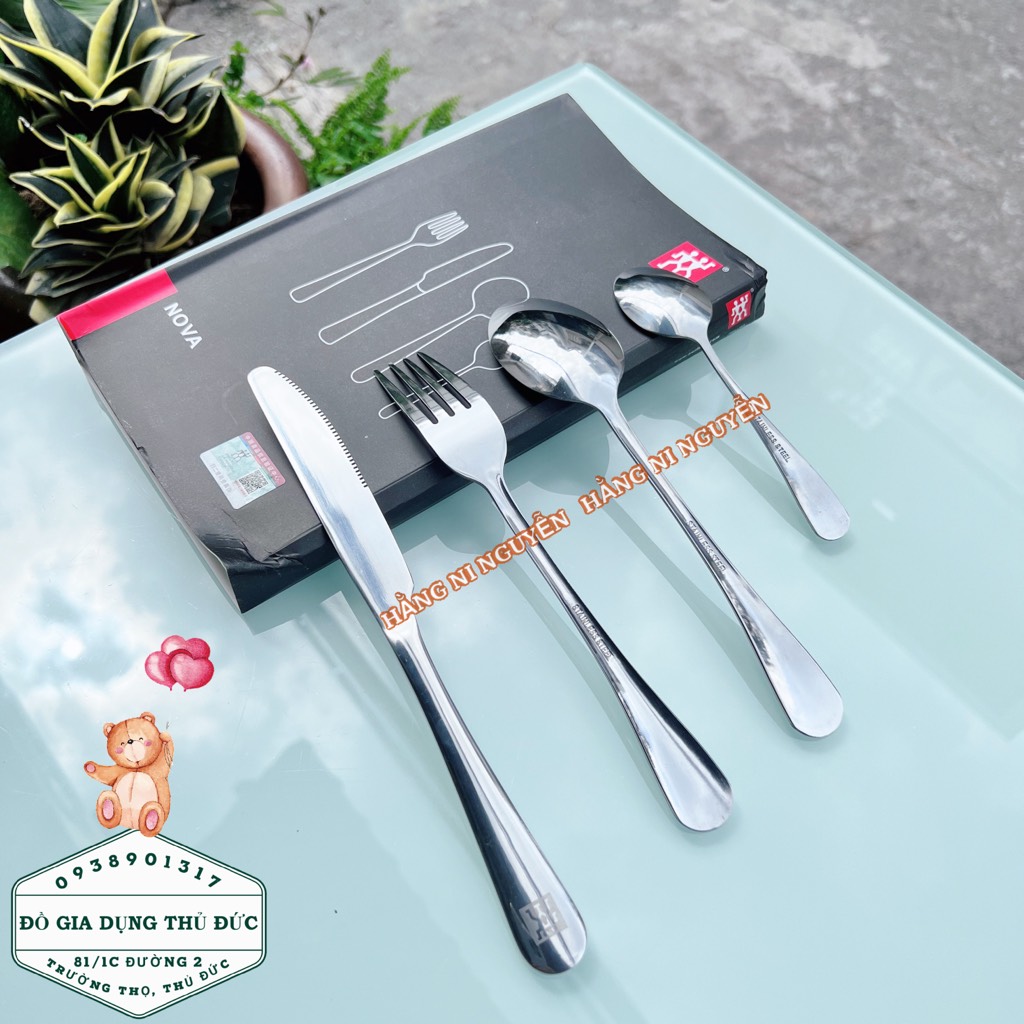 Bộ 4 món chất liệu inox dùng cho bàn ăn dao-thìa nĩa NoVa