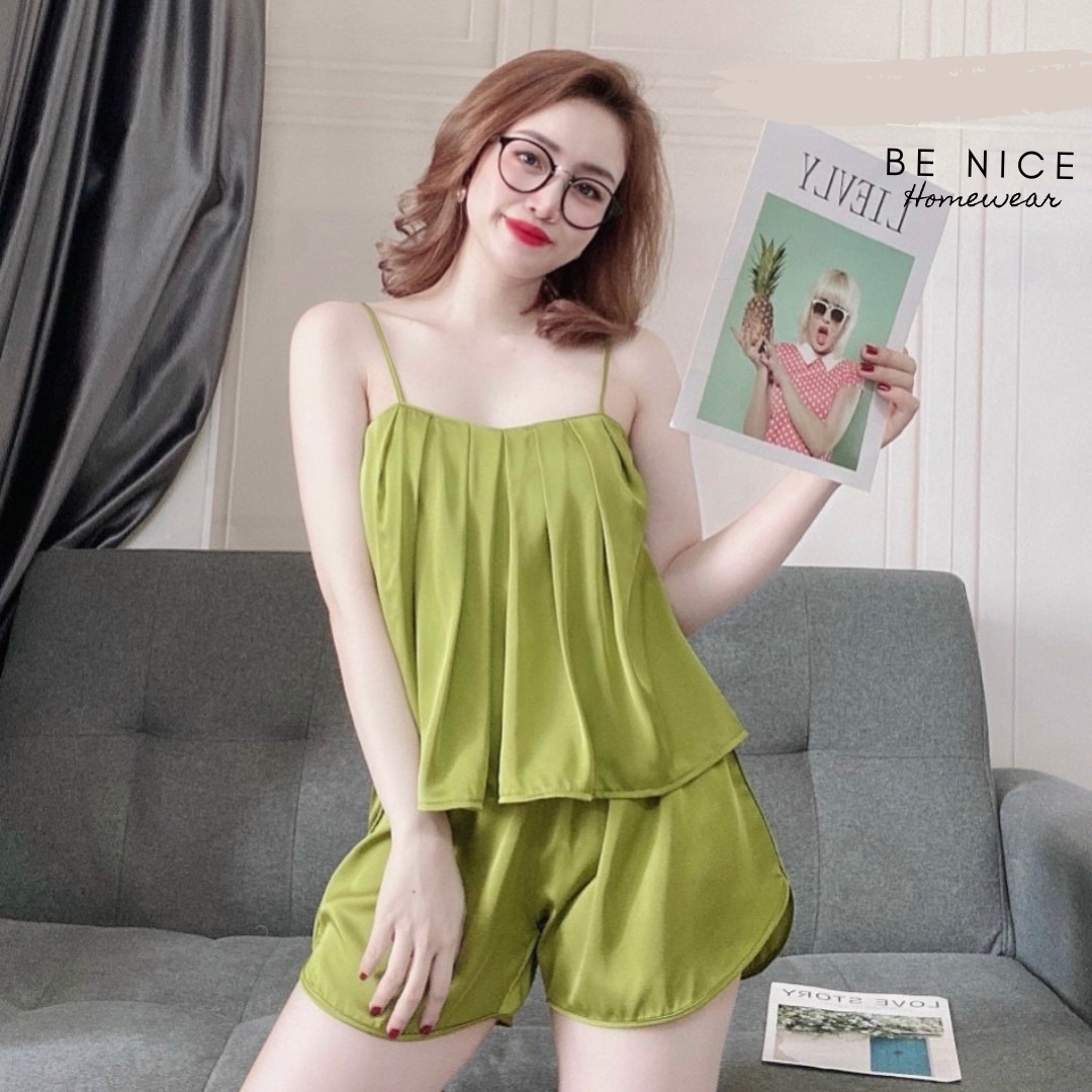 Set lụa 2 dây mặc nhà xinh xắn