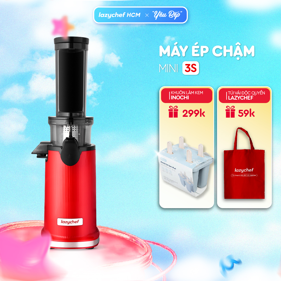 Máy ép chậm mini 3s Lazychef, máy ép trái cây, máy ép hoa quả rau củ, máy ép chậm, máy làm kem trái cây dễ tháo lắp, vệ sinh