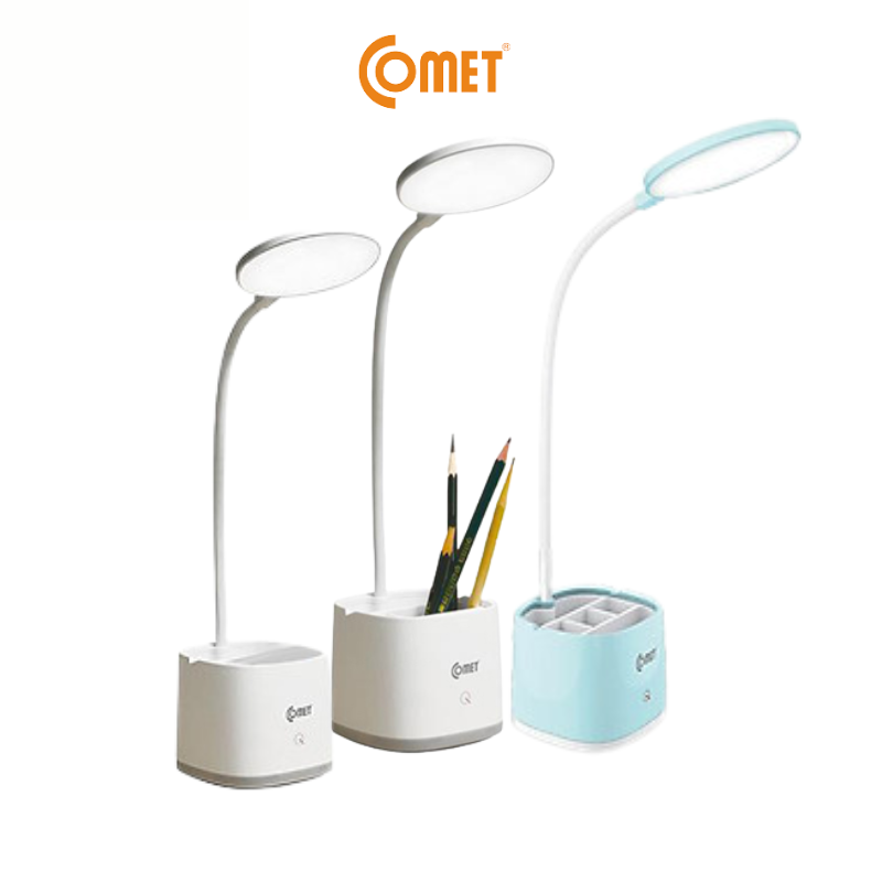 Đèn bàn sạc Led COMET CT178 công suất 3W, có 2 màu xanh và trắng, có ngăn đựng dụng cụ, Pin Lithium 18650