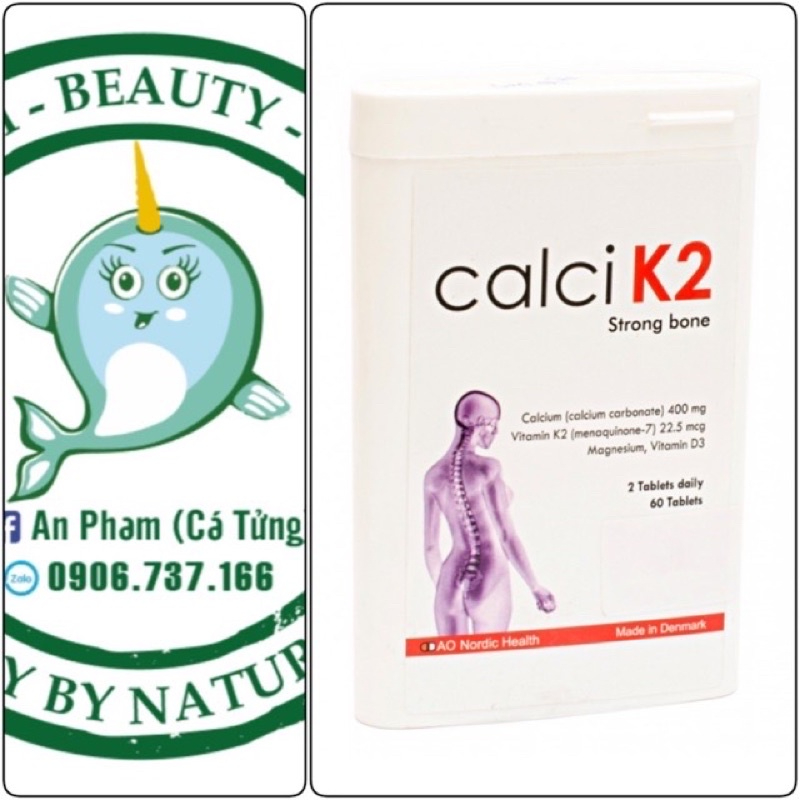 Calcik2 , Calci k2 Đan mạch bổ sung canxi giúp xương chắc khỏe, ngăn ngừa các bệnh về viêm khớp, loãng xương - Themenshop