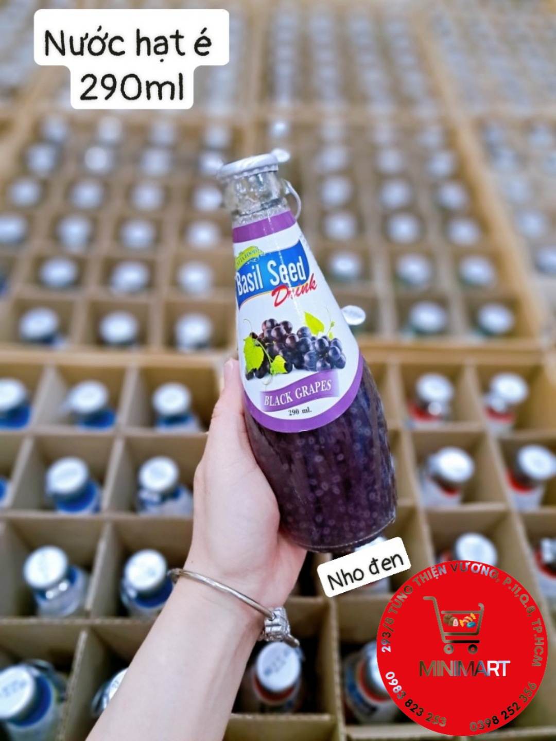 Nước ép trái cây hạt é Basil Seed - Thailand 290ml  nho đen