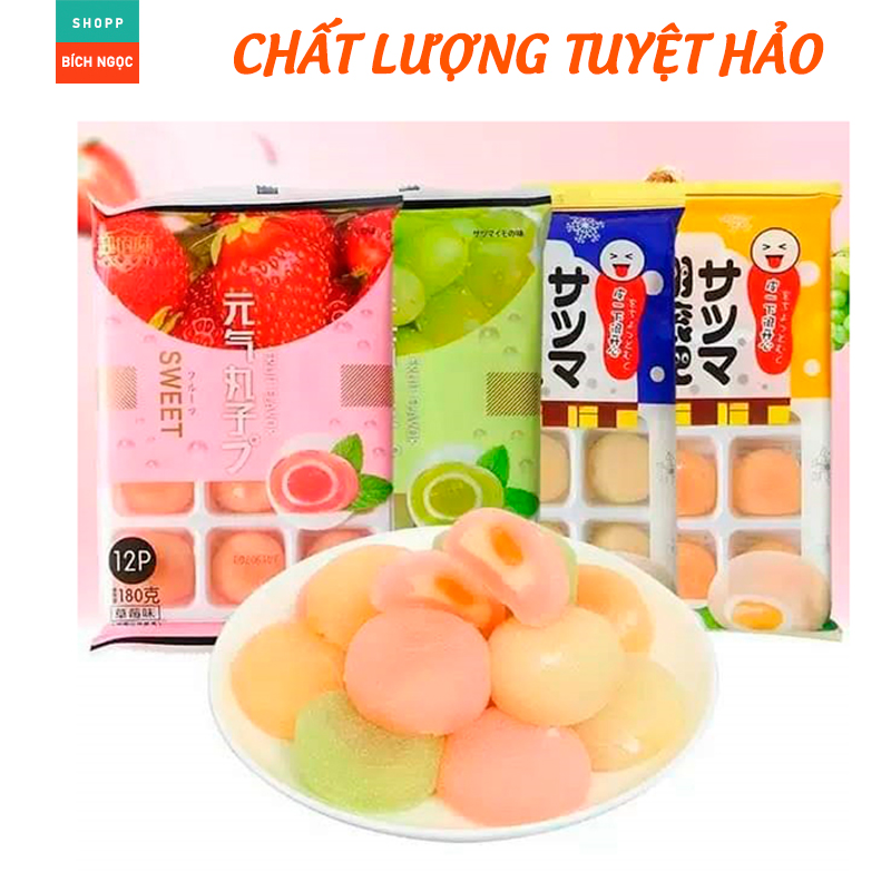 Bánh Mochi Đài Loan 7 Vị Nhân Trái Cây Đặc Biệt Dẻo Thơm Ngon, Vị Trứng Muối, Sữa Chua, Dâu,  Dứa ,Nho, Xoài Chính Hiệu Royal Family