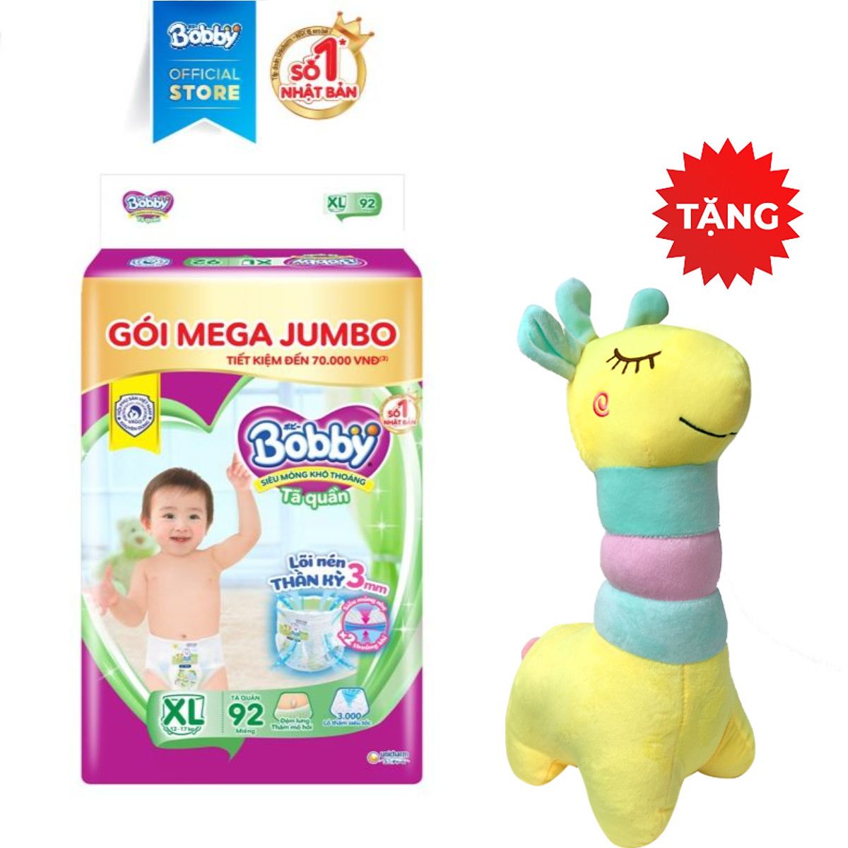 ✓ sẳn hàng✓™tã quần bobby mega jumbo xl92 miếng. +tặng quà