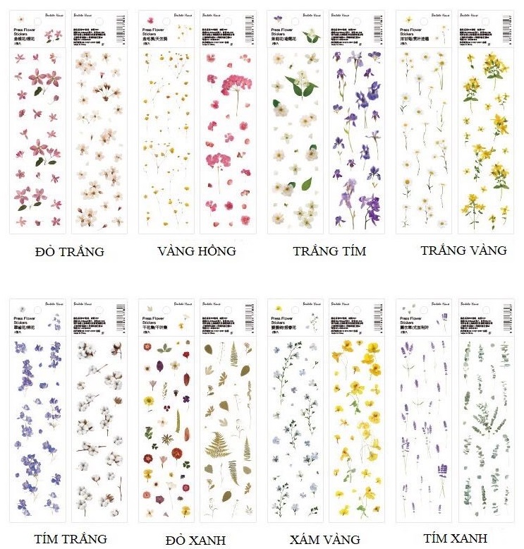 Bộ 2 tấm sticker dán sổ tay cute hình hoa - SakuraShop