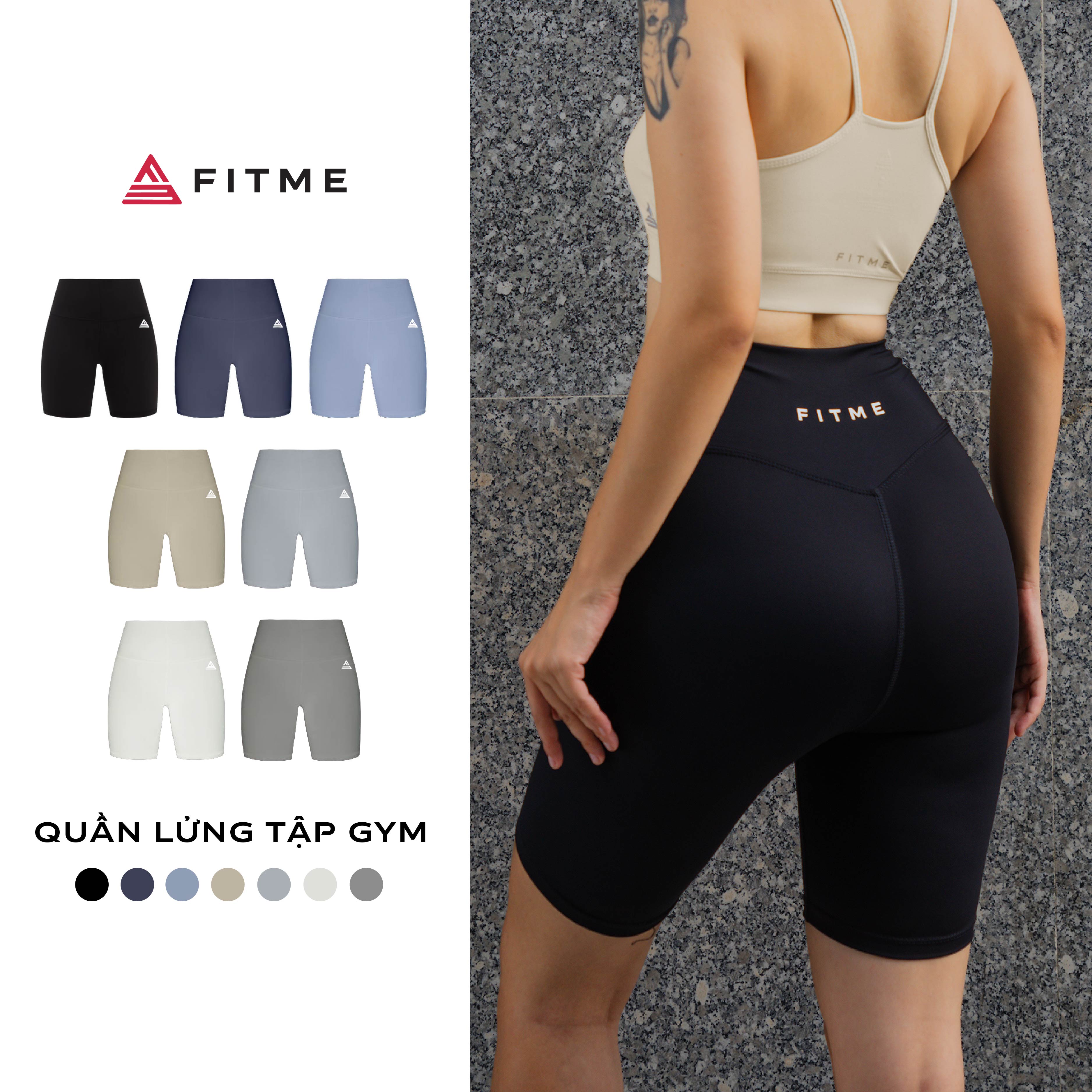 Quần tập gym yoga lửng Fitme legging nữ vải thun biker 2 lớp cạp cao tôn dáng bigsize QLTG