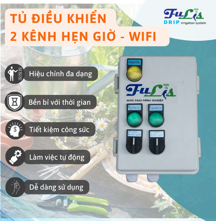 Tủ Điều Khiển Hệ Thống Tưới 2 Kênh Độc Lập - Wifi ( Dưới 1,5 hp, Dưới 3,5 hp ) Giá Rẻ Chính Hãng - stnnfulis