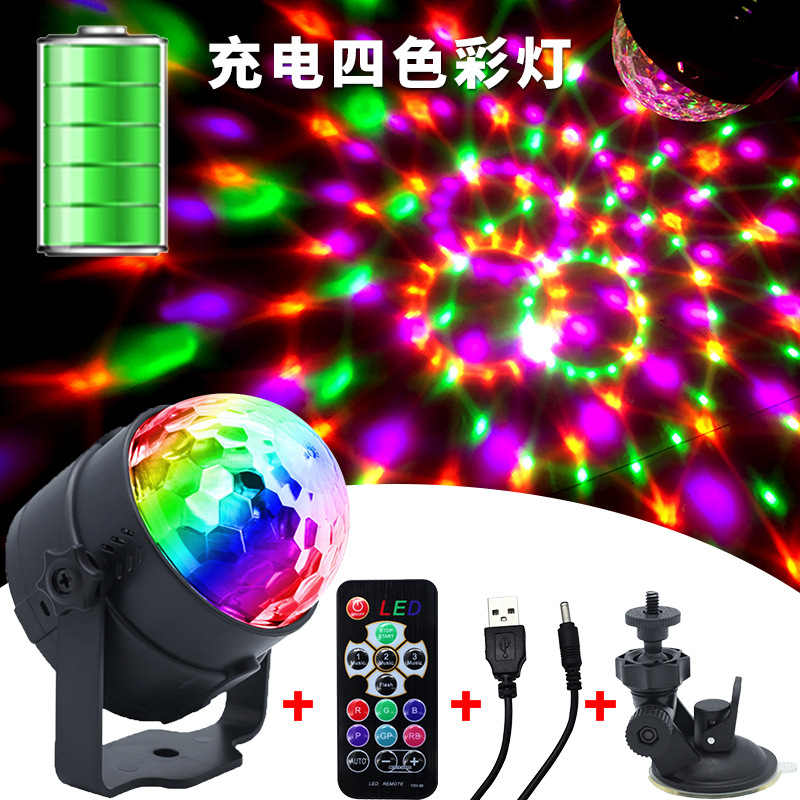 [HCM]Đèn led bay dùng cho phòng Karaoke Đèn xoay 7 màu Đèn xoay vũ trường Đèn xoay chớp cảm ứng theo nhạc có pin sạc + remote hàng loại 1 - Bảo hành 06 tháng