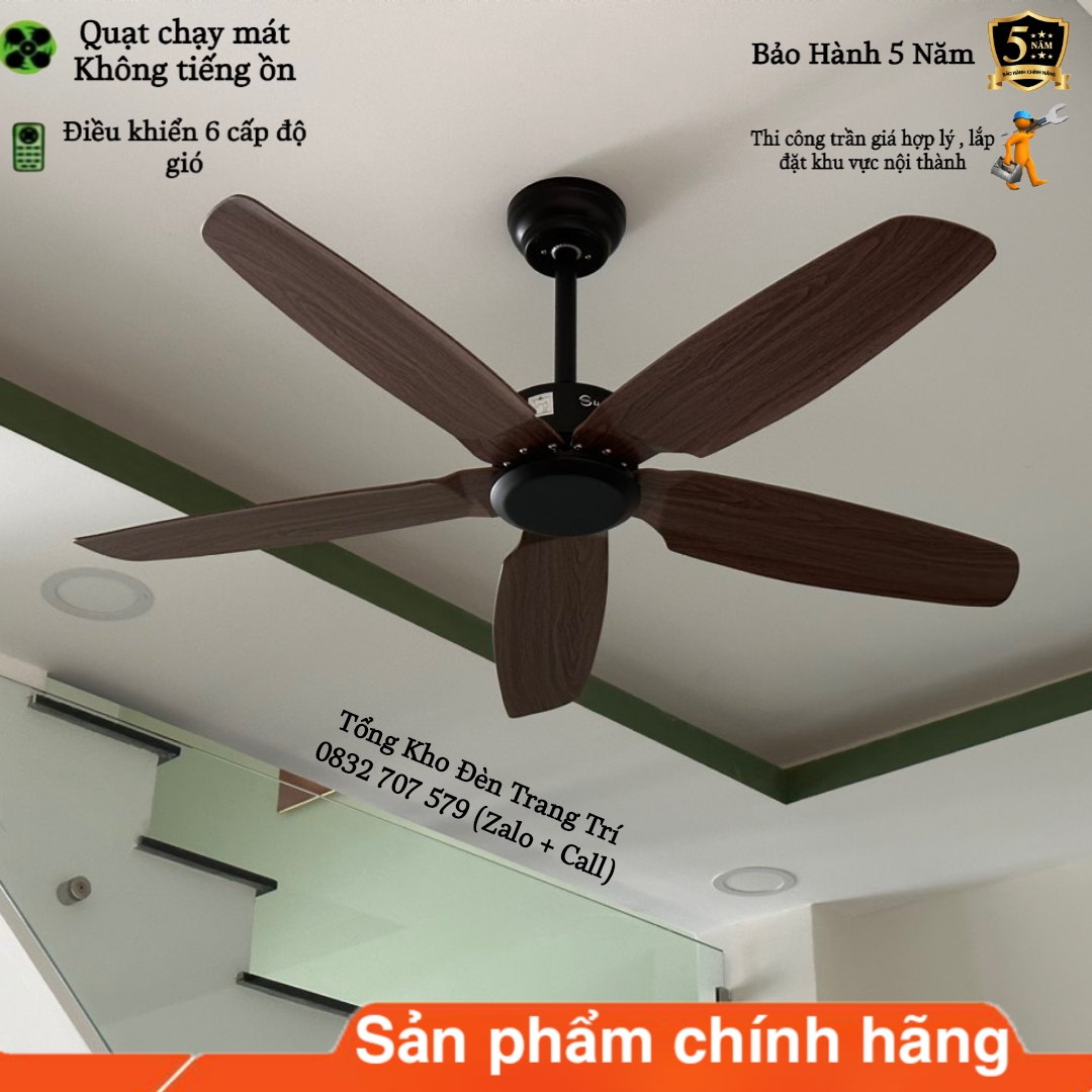 Quạt Trần Không Đèn Quạt Trần 5 Cánh 8157 6 Cấp Độ Gió Điều Khiển Từ Xa