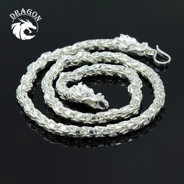 Dây chuyền bạc nam hình rồng - vòng cổ Khóa đầu rồng uy lực , thống lĩnh ( Loại To 5 Cây )