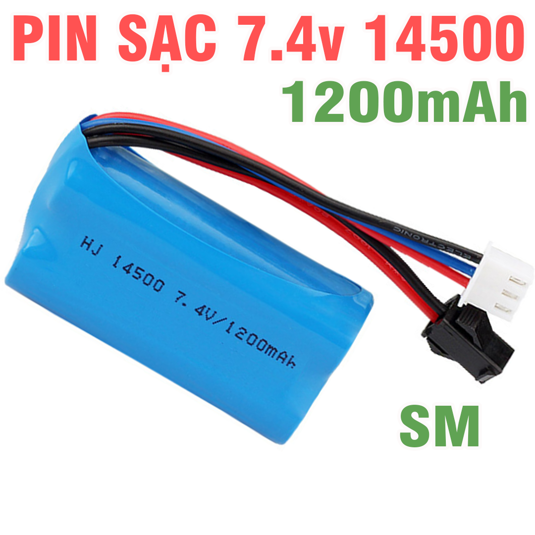 Pin sạc 14500 7.4v 1200mah cổng SM xe điều khiển xả 10C