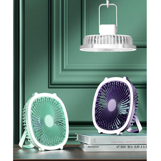 Quạt để bàn tích điện treo tường để bàn mini cầm tay có đèn led