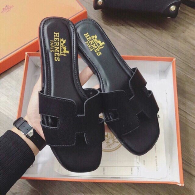 [ Free Ship - Xả Kho] Dép Lê Nữ HM Lót Đen May Viền Chỉ Chắc Chắn - Dép da rắn - DD-0204