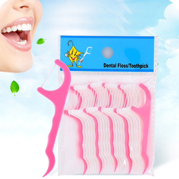 Pack of 25 Disposable Dental Floss Toothpicks for Oral Hygiene, Cleaning between Teeth, Toothpicks