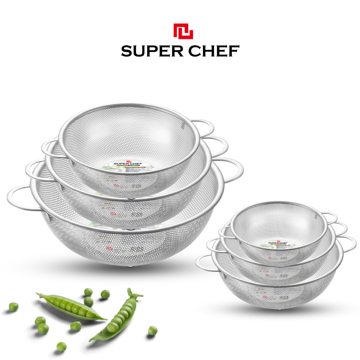 Rổ Inox Dày Super Chef Cao Cấp Siêu Bền Bỉ, Không Gỉ Sét