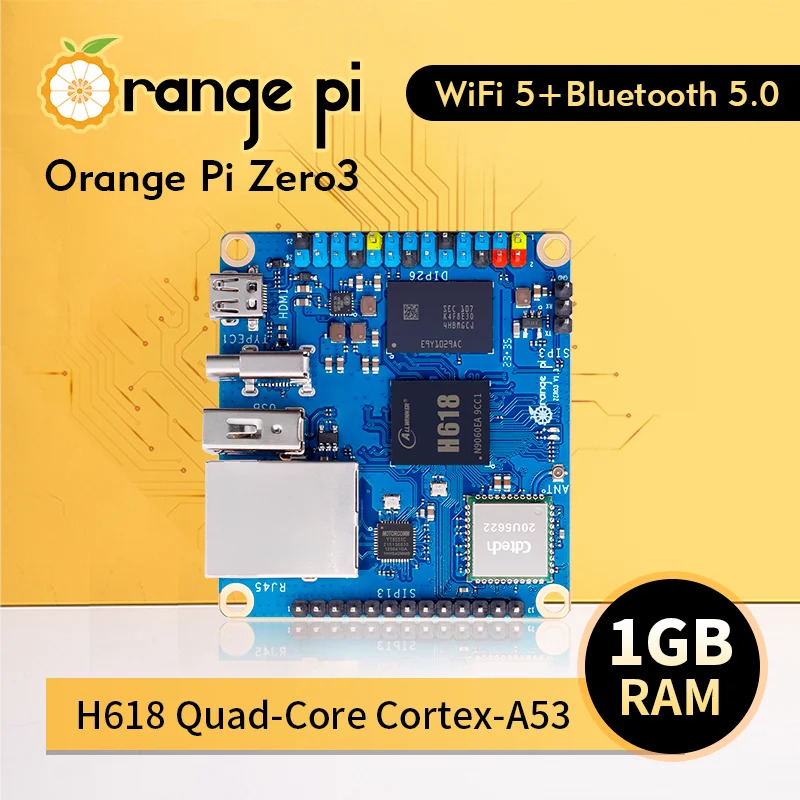 Orange Pi ZERO 3 1GB RAM DDR4 Allwinner h618 wifi5 bluetooth5.0  PC ban phát triển Orange Pi zero3 máy tính bảng đơn