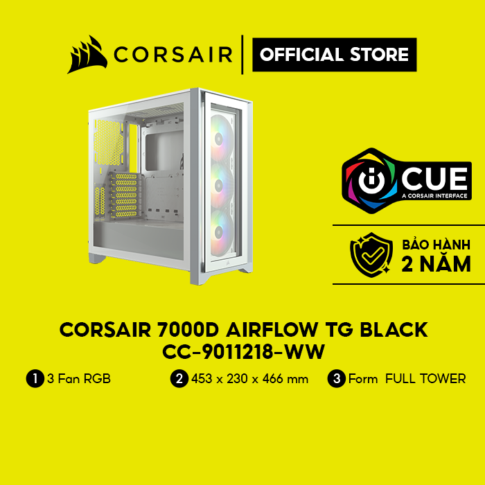 Vỏ máy tính corsair icue 4000x rgb tg white cc-9011205-ww