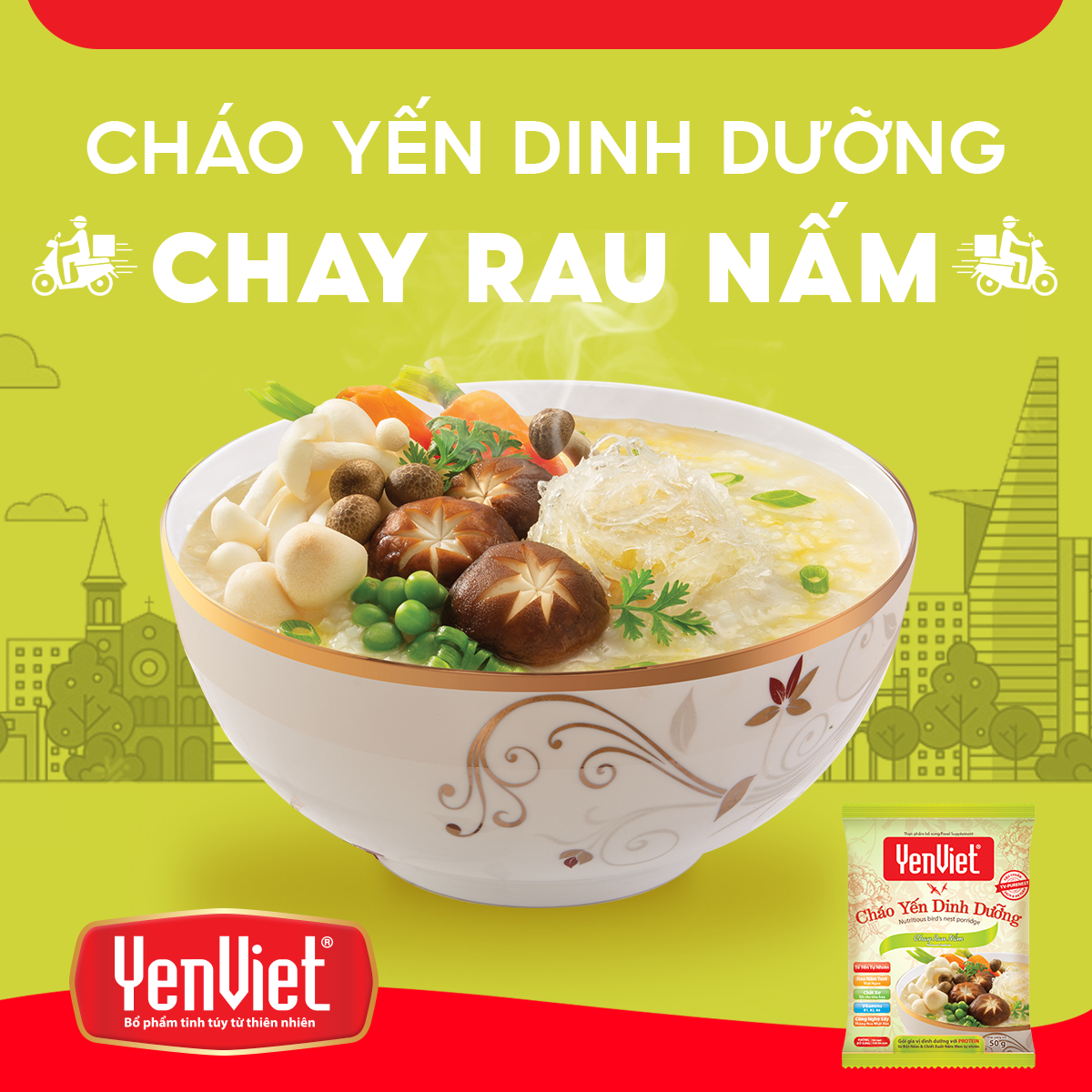 CHÁO YẾN DD CHAY RAU NẤM YENVIET