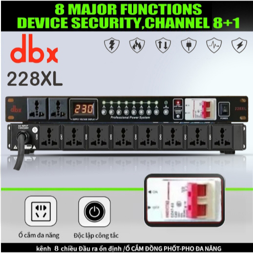 Bộ quản lý nguồn dbx 228xl, bảo vệ dàn âm thanh , chống sốc điện hiệu quả, lọc chống nhiễu cho từng kênh, 8 ổ cắm được thiết kế tương thích mọi thiết bị