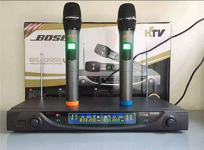Bộ 2 micro không dây bose bs-999ii bản nâng cấp mới hát cực hay,lọc âm,chống hú chuẩn hát nhẹ micro bs 999ii uhf chuyên dụng cho karaoke gia đình