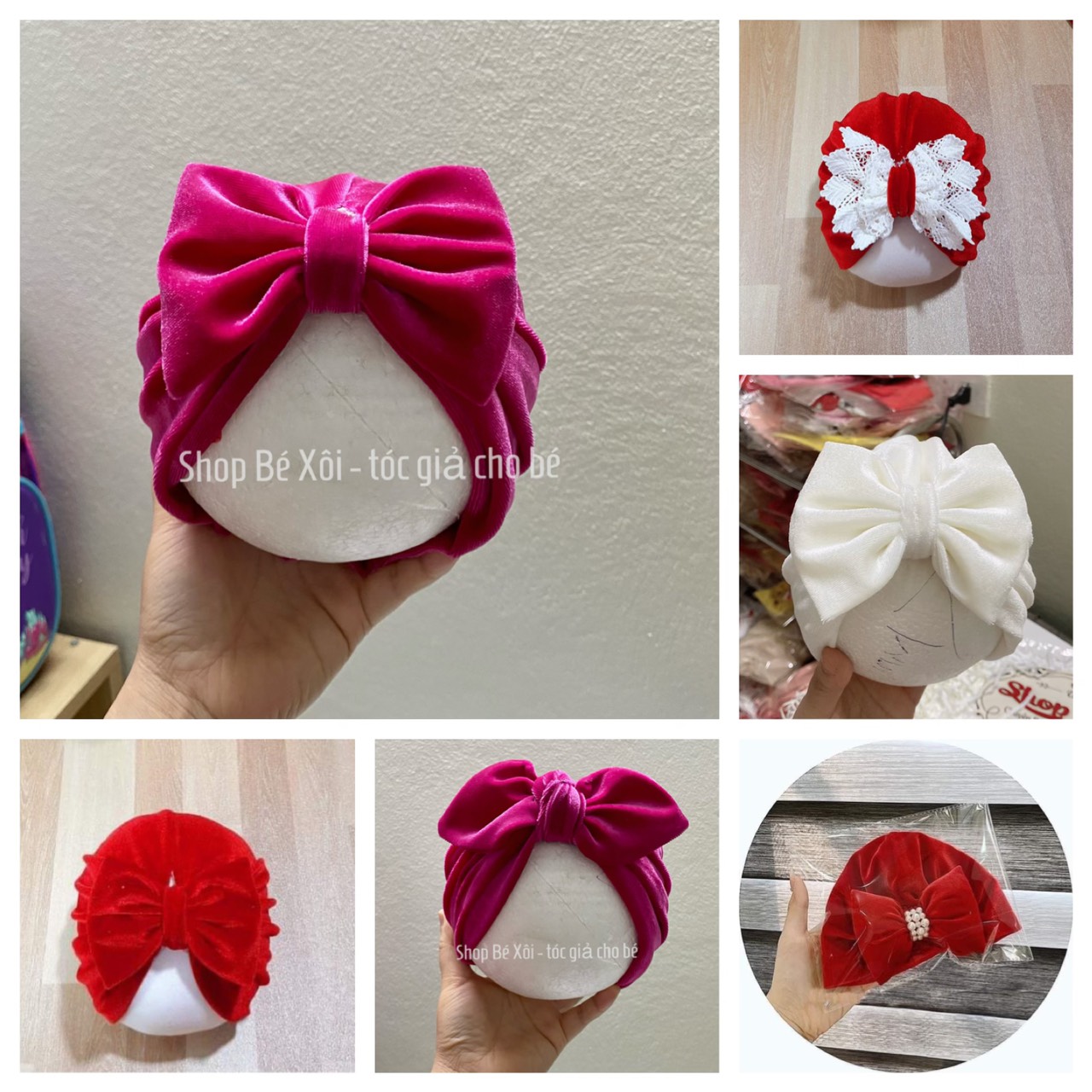 Nón turban cho bé gái, mũ turban cho bé gái, turban vải nhung cho bé gái