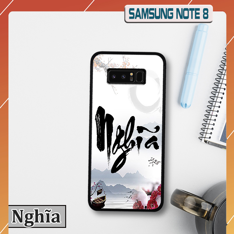 Ốp lưng kính 3D Samsung NOTE 8 in chữ thư pháp ý nghĩa