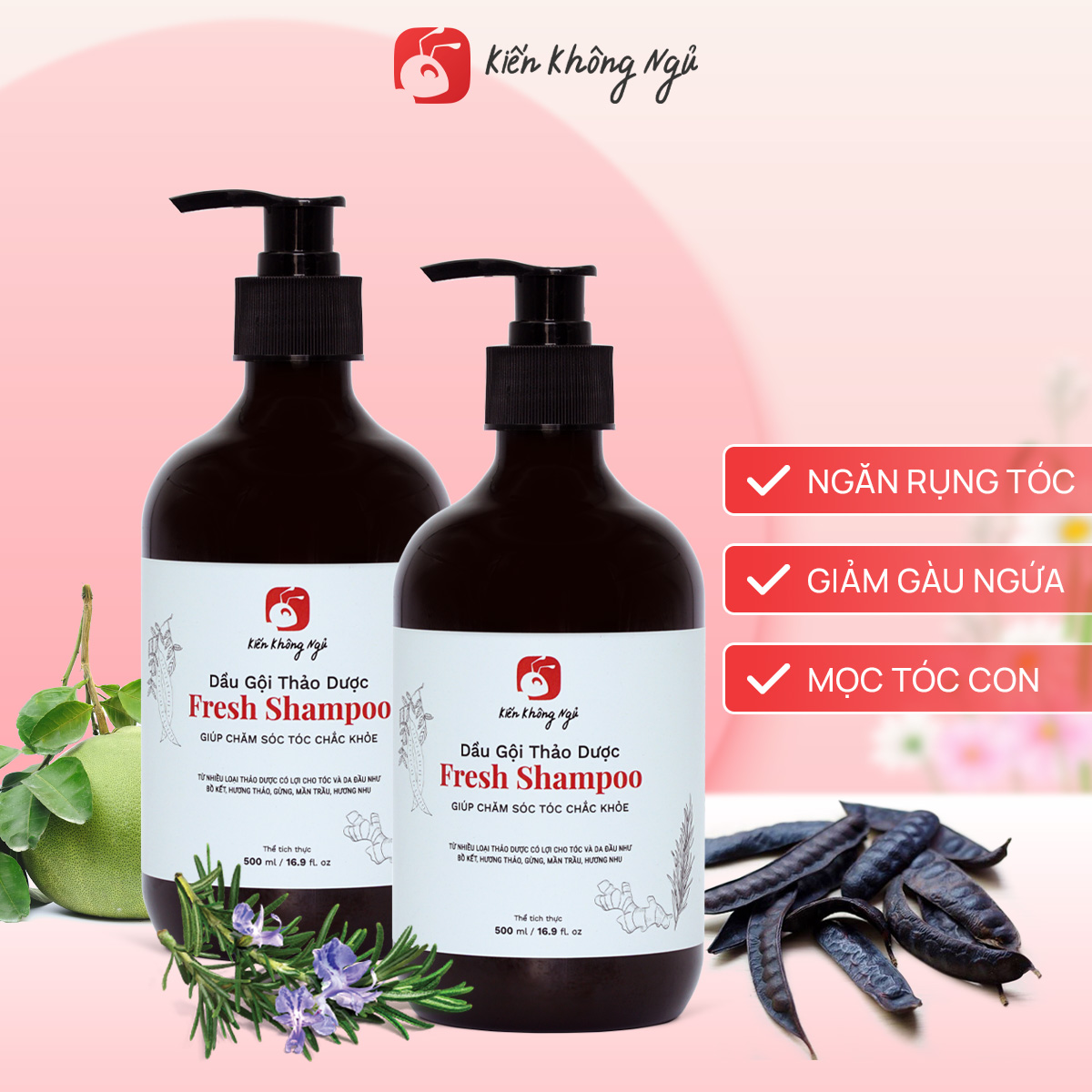 Combo 2 Dầu gội thảo dược Fresh Shampoo giảm rụng tóc, giảm gàu, nuôi dưỡng tóc mềm mượt và chắc khỏe từ gốc