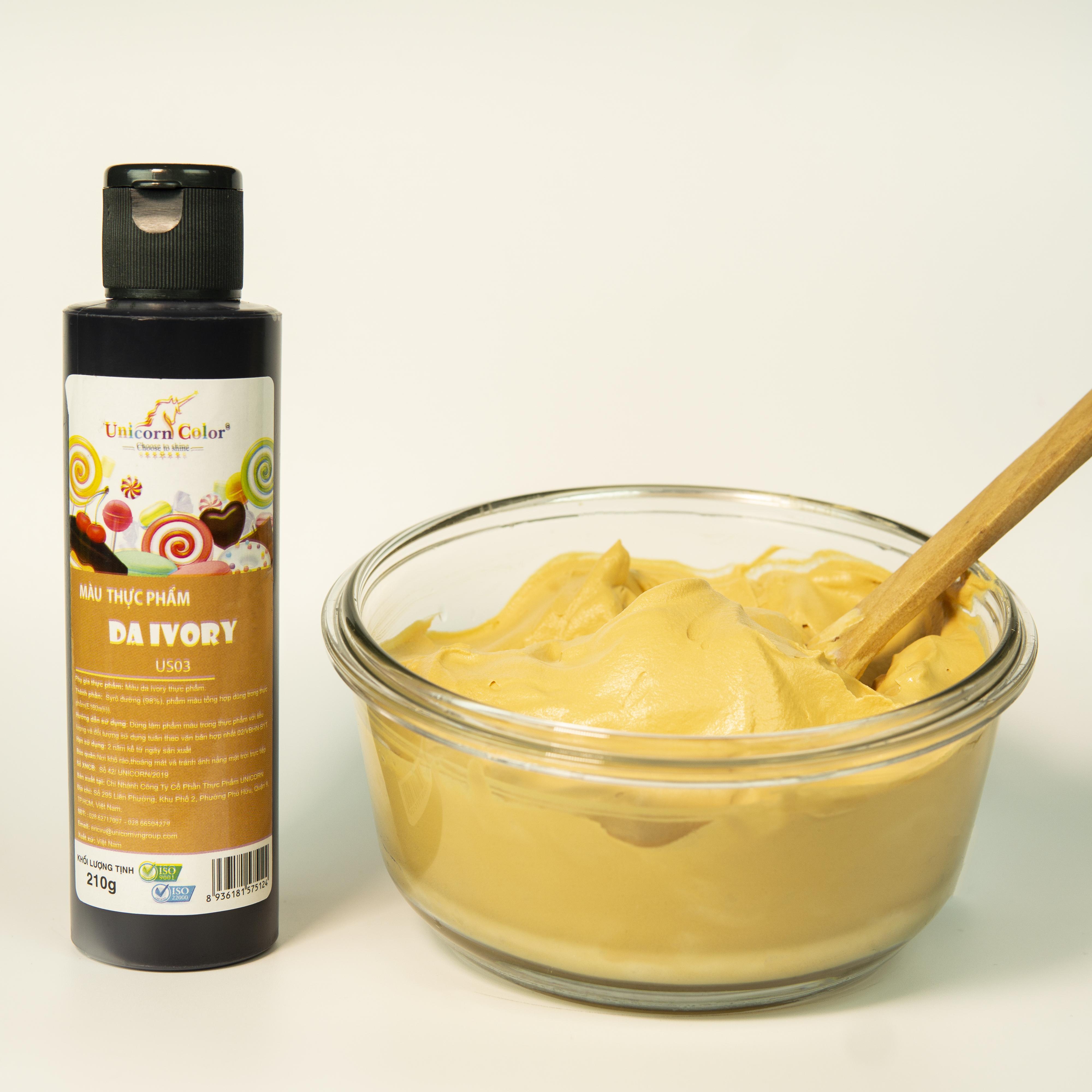 Màu thực phẩm Siro UNICORN  Không đắng - Màu da IVORY A11 lọ 210gr - Chuyên dụng trong bánh kem, bánh kẹo, món ăn, đồ uống... đạt đạt tiêu chuẩn ISO22000:2018