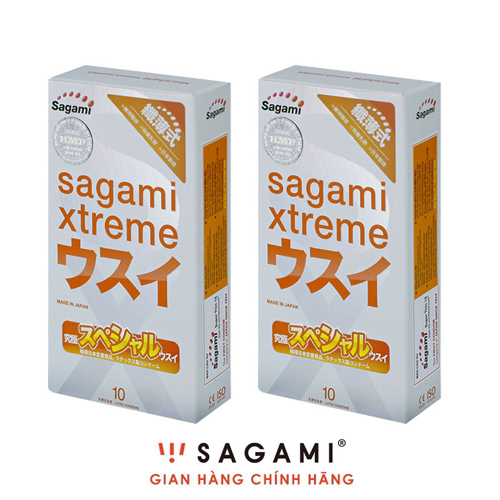 [HCM]Combo 2 hộp Bao cao su Sagami Superthin - Hộp 10 chiếc - Mỏng - Kiểu truyền thống