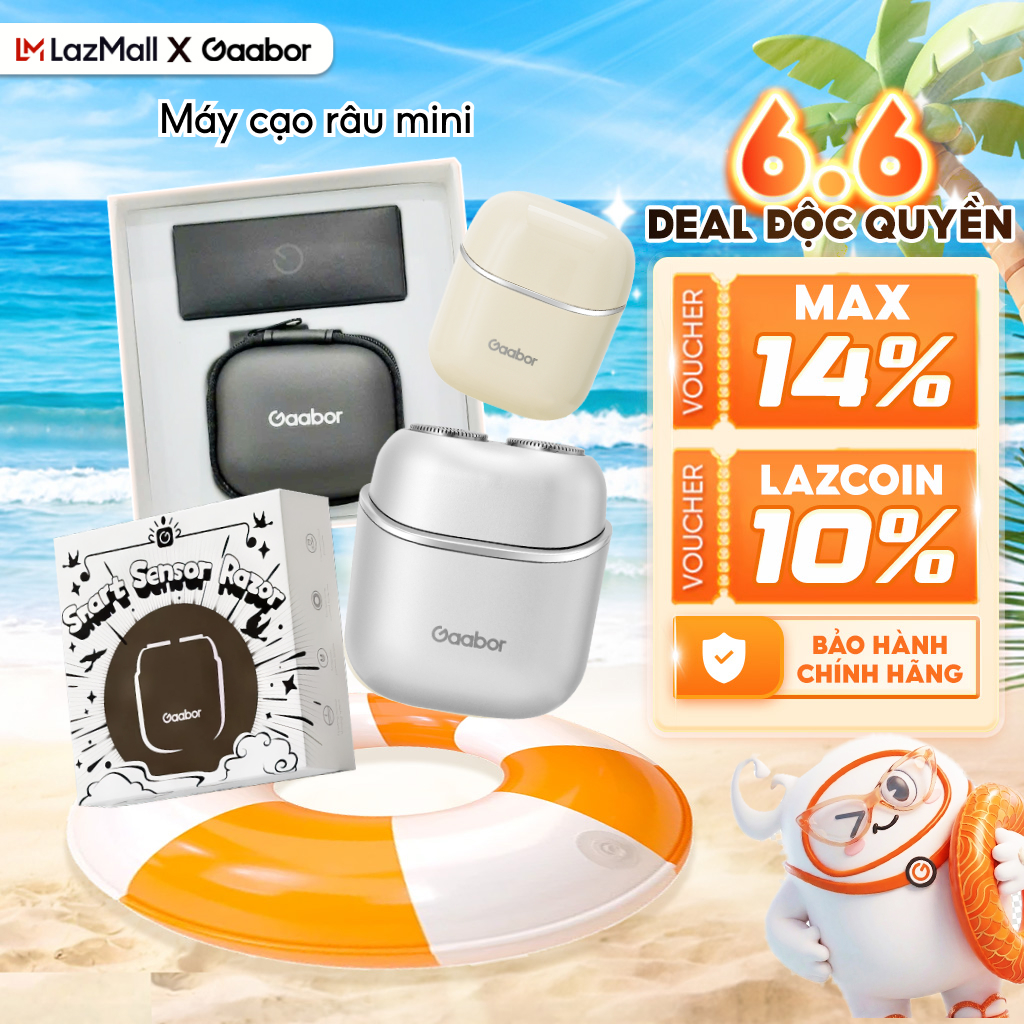 Gaabor Máy cạo râu mini Gaabor ER-T01 đầu cạo 3D ôm vòm, chống nước IPX7, thiết kế nhỏ gọn dễ dàng mang đi kèm hộp làm quà tặng - Bảo hành 1 đổi 1 [L]