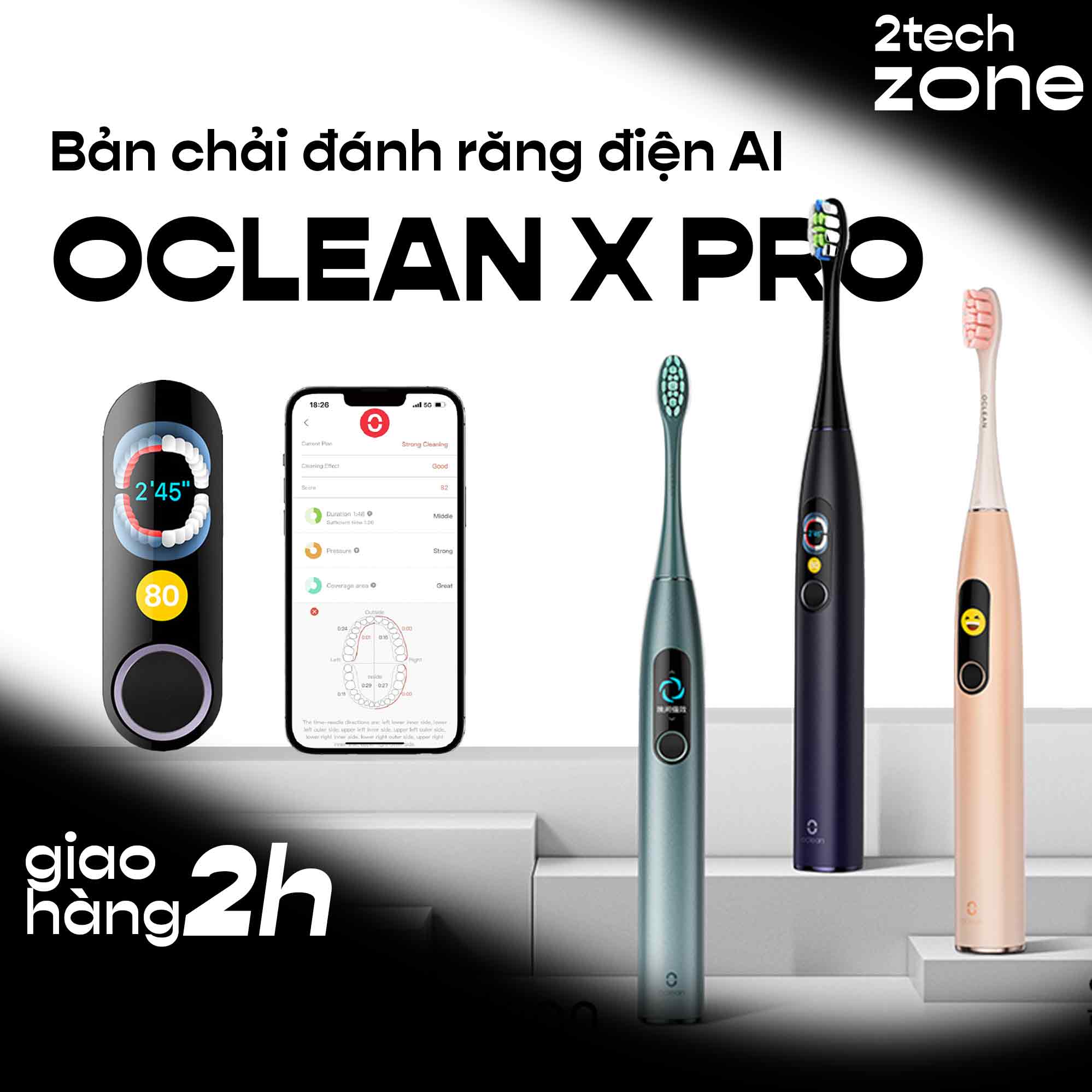 Oclean X Pro AI Smart Electric Toothbrush -Smart Screen, 32 Intensities, 84