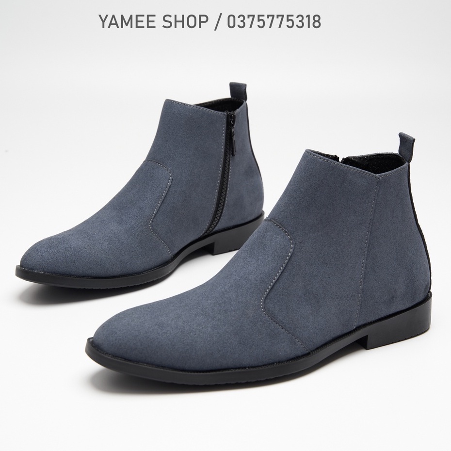 Giày chelsea boots nam da lộn, khóa kéo, đế khâu chắc chắn.
