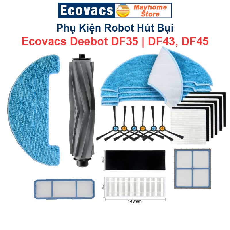 Phụ kiện robot hút bụi lau nhà ecovacs deebot df35 | df43 | df45, khăn lau, bộ lọc, chổi cạnh, chổi lăn chính ///