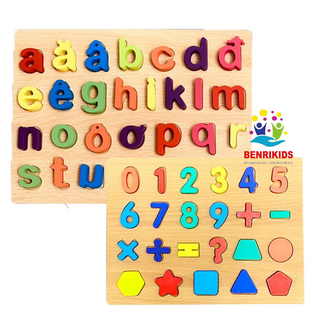 Combo Bảng Chữ Cái Tiếng Việt  Và Bảng 10 Số Kèm Hình Khối Phép Tính Nổi 3D Cho Bé Vừa Chơi Lắp Ghép Chữ Vừa Học, Đồ Chơi Giáo Dục Trẻ Em Benrikids, Đồ Chơi Thông Minh Cho Bé
