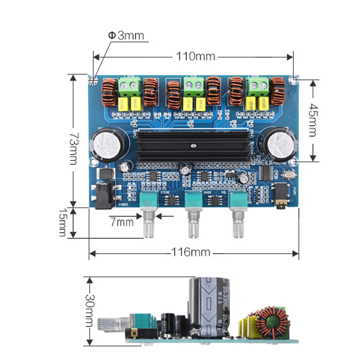 Mạch Âm Thanh ClassD 2.1 BLUETOOTH 2x50W Bass 100W