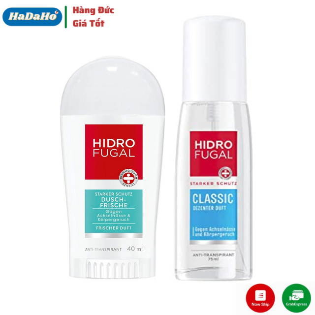 [HÀNG ĐỨC] Xịt khử mùi, Xịt khử mùi Hidro Fugal không màu, không mùi, ngăn tiết mồ hôi 10h, không làm ố quần áo